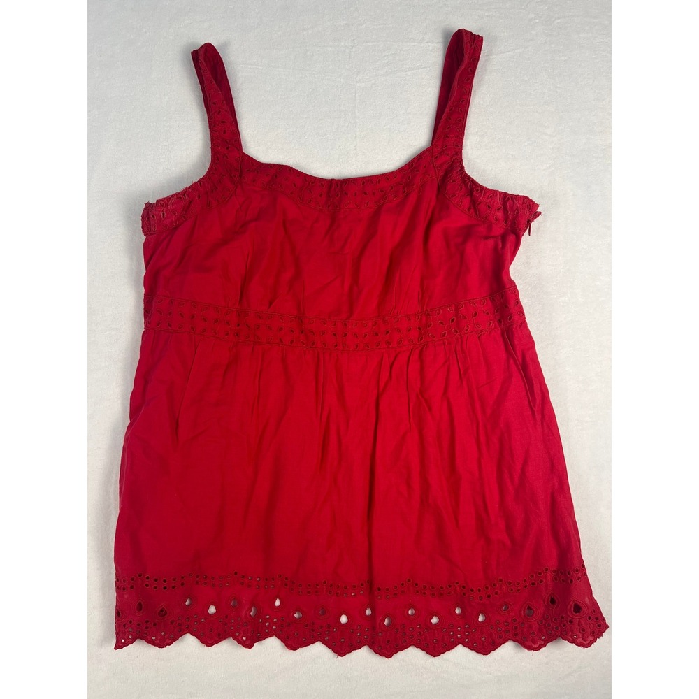 Style & Co. Red Eyelet Trim Tank Top